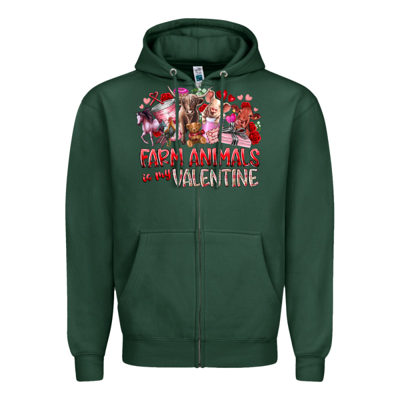 Farm Animals Is My Valentine Zipper Hoodie by RacoonDesign | Teevron