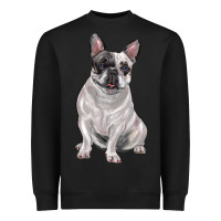 White Black French Bulldog Heavyweight Sweatshirt | Teevron