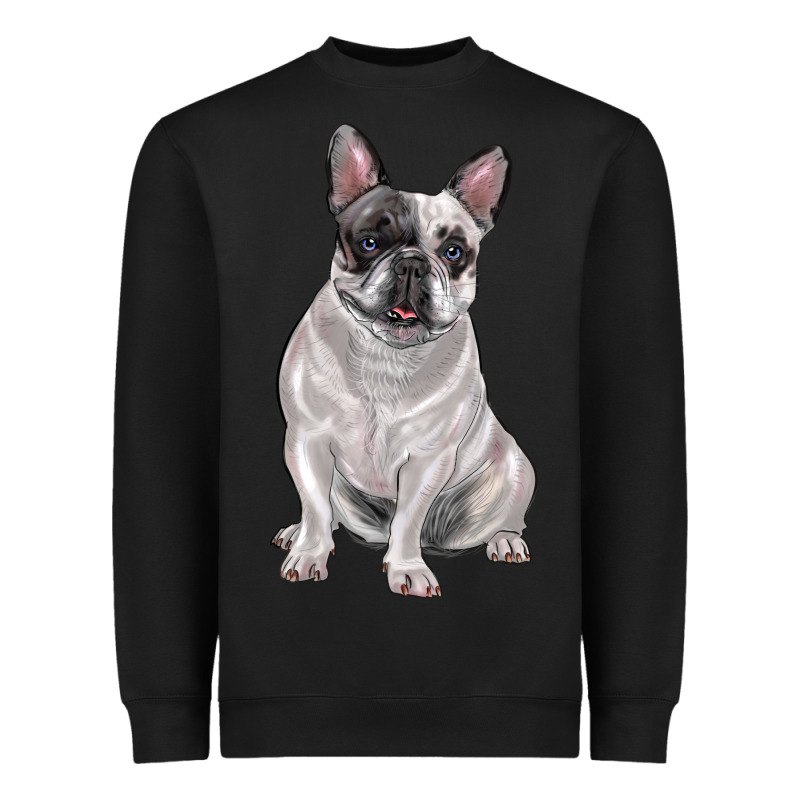 White Black French Bulldog Heavyweight Sweatshirt by LillyAllenDesigns | Teevron