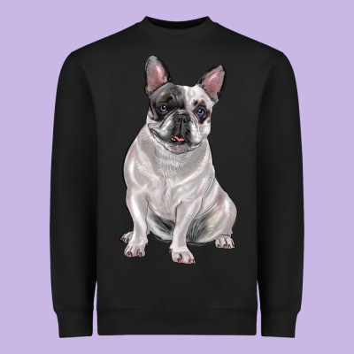 White Black French Bulldog Heavyweight Sweatshirt Designed By Lillyallendesigns