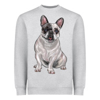 Heather Grey white black french bulldog Heavyweight Sweatshirt - LillyAllenDesigns