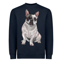 Navy white black french bulldog Heavyweight Sweatshirt - LillyAllenDesigns