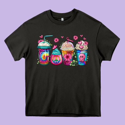 Tie Dye Hippie Coffee Cups Heavy Core Tee Designed By Jasminsmagicworld