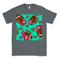Charcoal Heather American Football roses and hearts Classic Tee - NancyCooperArtShop