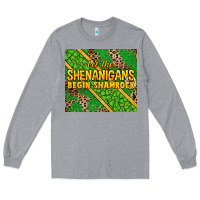 Heather Grey Let the shenanigans begin shamrock tumbler Long Sleeve Tee - HowdyJamesFarm