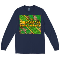 Navy Let the shenanigans begin shamrock tumbler Long Sleeve Tee - HowdyJamesFarm