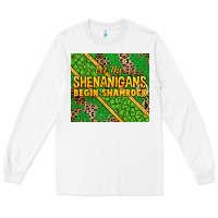 White Let the shenanigans begin shamrock tumbler Long Sleeve Tee - HowdyJamesFarm