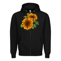 Black Soraya Sunflower Zipper Hoodie - LillyAllenDesigns