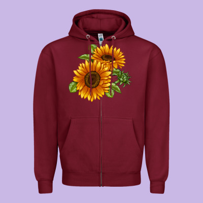 Soraya Sunflower Zipper Hoodie Designed By Lillyallendesigns