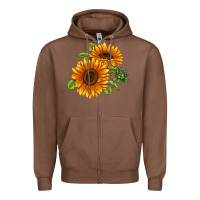 Chestnut Soraya Sunflower Zipper Hoodie - LillyAllenDesigns