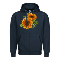 Navy Soraya Sunflower Zipper Hoodie - LillyAllenDesigns