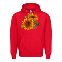 Red Soraya Sunflower Zipper Hoodie - LillyAllenDesigns