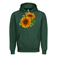 Sports Green Soraya Sunflower Zipper Hoodie - LillyAllenDesigns