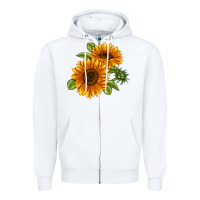 White Soraya Sunflower Zipper Hoodie - LillyAllenDesigns