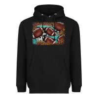 Black American football leopard cowhide turquoise  leather background Heavyweight Hoodie - BarkalooDesign