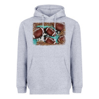 Heather Grey American football leopard cowhide turquoise  leather background Heavyweight Hoodie - BarkalooDesign