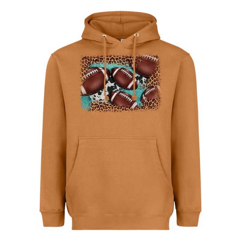 American Football Leopard Cowhide Turquoise  Leather Background Heavyweight Hoodie by BarkalooDesign | Teevron