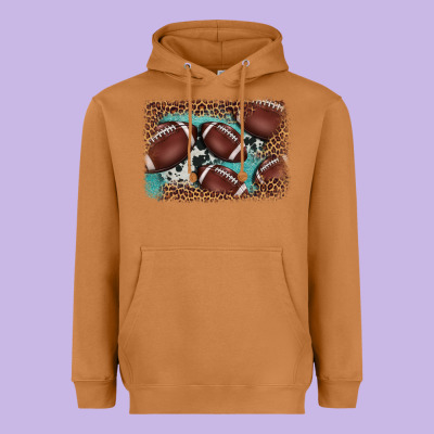American Football Leopard Cowhide Turquoise  Leather Background Heavyweight Hoodie Designed By Barkaloodesign