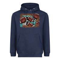 Navy American football leopard cowhide turquoise  leather background Heavyweight Hoodie - BarkalooDesign