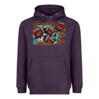 Plum American football leopard cowhide turquoise  leather background Heavyweight Hoodie - BarkalooDesign