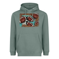 Sage American football leopard cowhide turquoise  leather background Heavyweight Hoodie - BarkalooDesign