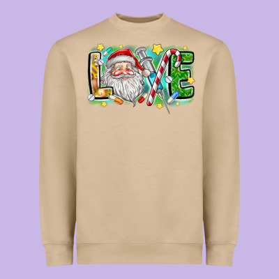 Love Santa Heavyweight Sweatshirt Designed By Cowhidedigitalart