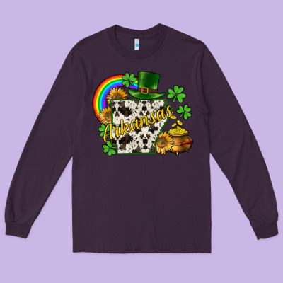 Arkansas Map St. Patrick's Long Sleeve Tee Designed By Cowgirlartshop