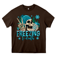 Chocolate Brown freezing to death winter skull Heavy Core Tee - Jasminsmagicworld