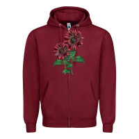 Burgundy 2 Chocolate sunflower Zipper Hoodie - LillyAllenDesigns