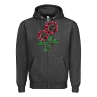Charcoal Heather 2 Chocolate sunflower Zipper Hoodie - LillyAllenDesigns