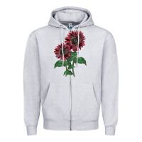 Heather Grey 2 Chocolate sunflower Zipper Hoodie - LillyAllenDesigns