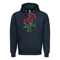Navy 2 Chocolate sunflower Zipper Hoodie - LillyAllenDesigns