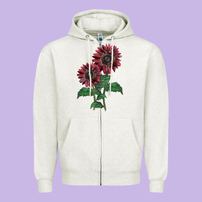 2 Chocolate Sunflower Zipper Hoodie Designed By Lillyallendesigns