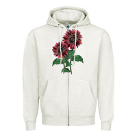 Oatmeal Heather 2 Chocolate sunflower Zipper Hoodie - LillyAllenDesigns