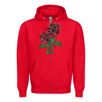Red 2 Chocolate sunflower Zipper Hoodie - LillyAllenDesigns