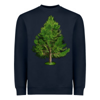 Navy White Pine Tree Illustrations Heavyweight Sweatshirt - LillyAllenDesigns