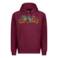 Burgundy Happy thanksgiving Premium Hoodie - CowhideDigitalArt