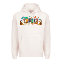 Pale Pink Happy thanksgiving Premium Hoodie - CowhideDigitalArt
