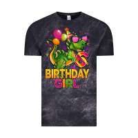 Cloud Black 6th birthday girl t rex pink Vintage Tee - CowGirlArtShop