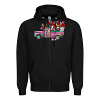 Black farm animals valentine truck Zipper Hoodie - RacoonDesign