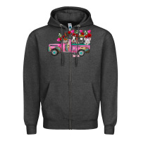 Charcoal Heather farm animals valentine truck Zipper Hoodie - RacoonDesign