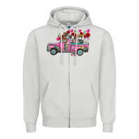 Dove Grey farm animals valentine truck Zipper Hoodie - RacoonDesign