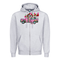 Heather Grey farm animals valentine truck Zipper Hoodie - RacoonDesign