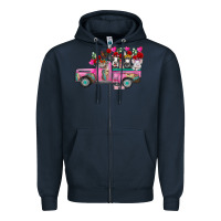 Navy farm animals valentine truck Zipper Hoodie - RacoonDesign