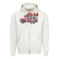 Oatmeal Heather farm animals valentine truck Zipper Hoodie - RacoonDesign