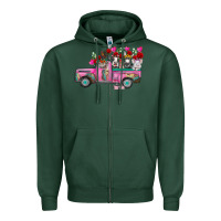 Sports Green farm animals valentine truck Zipper Hoodie - RacoonDesign
