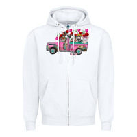 White farm animals valentine truck Zipper Hoodie - RacoonDesign