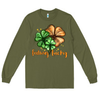 Army Green Feeling lucky with clover Long Sleeve Tee - HowdyJamesFarm
