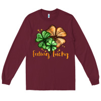Burgundy Feeling lucky with clover Long Sleeve Tee - HowdyJamesFarm