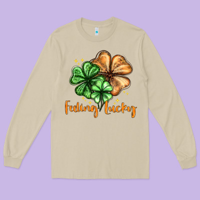 Feeling Lucky With Clover Long Sleeve Tee Designed By Howdyjamesfarm